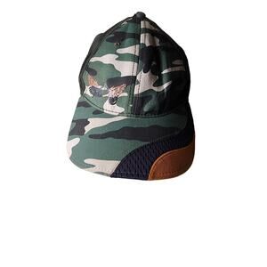 Women's Green Brown CHOPPER with WINGS Camo Fitted Hat Ball Cap SZ 8 1/8 (Large)